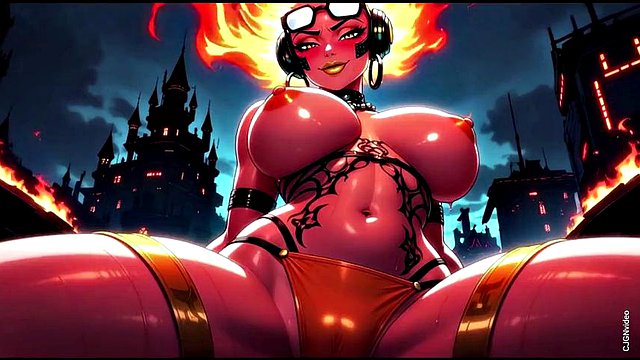 Fire element demon sexy pose (Ai animation)