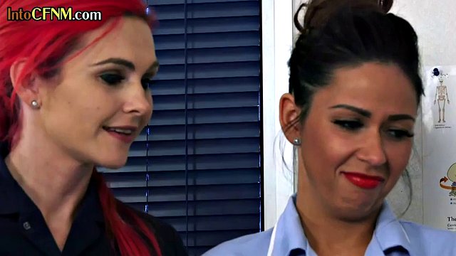 CFNM nurses suck and jerk patient's cock in femdom 3some