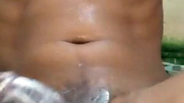 Masturbation in the bathroom with body soap.