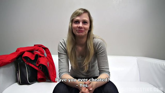 Skinny blonde czech girl makes a porno