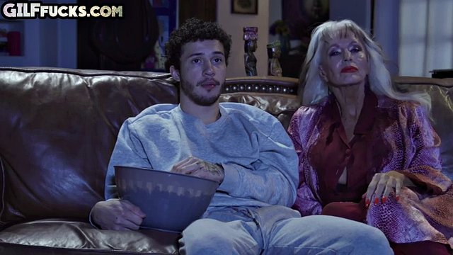 Fake tits granny fucked hard by big cock in wet pussy hole