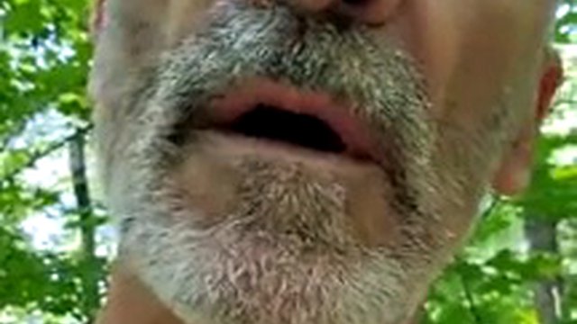 Papà fa una passeggiata nel bosco, gli accarezza il cazzo e gli fa rimbalzare le palle all'aperto.