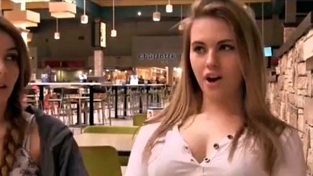 two teens flashing her pussy and tits at mall (1)