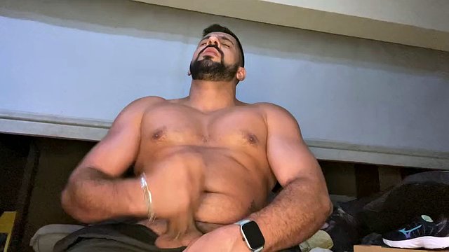 Arab cums twice in a row, touching his cock until he squirts lots of cum
