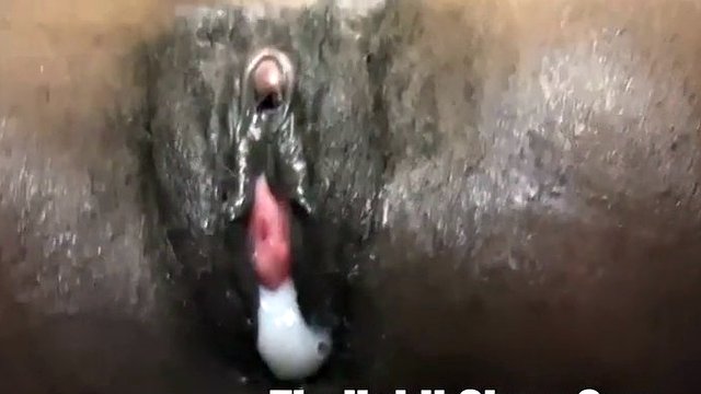 Ghetto bitch with a big clit takes a hot creampie