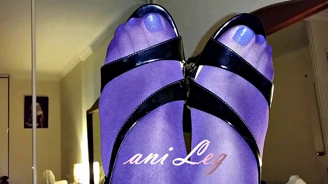 40V purple tights and blue nails