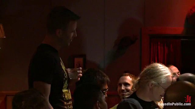 Gay Muscle Stud Doug Acre Bound by Giant Cock in Crowded Bar