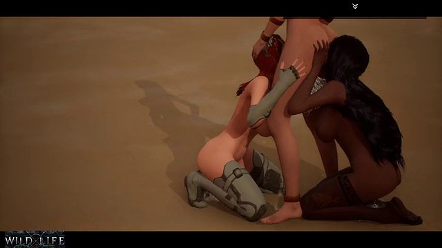 Lesbians have threesome on the beach - Wild Life
