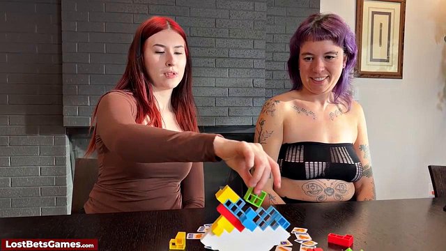 Lesbian Redheads Win Strip Game with Sexy Toys
