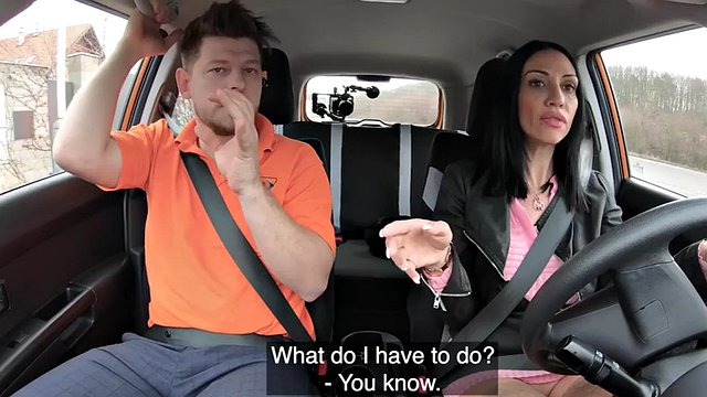Upskirt driving student teasing teacher