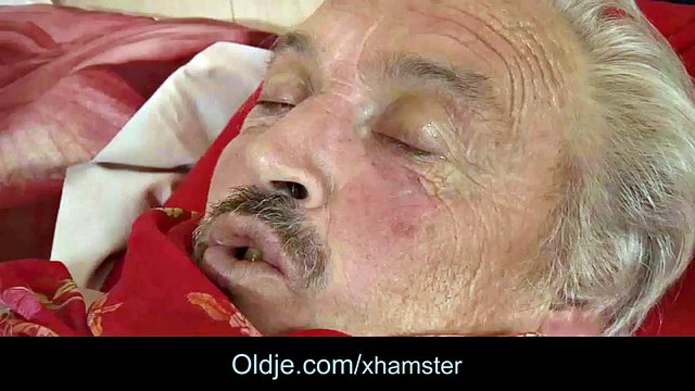 Old grandfather has a young attractive nurse treat
