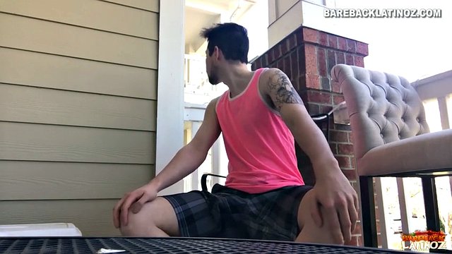 Our featured solo boy of the week is Cole Summers. Sitting outside, and in view of the street, he often looks over his shoulders as his stiff cock comes out and he begins to stroke.