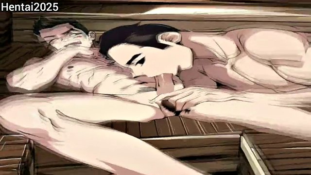 Azgın Eşcinsel Çift Halka Açık Saunada Oral Seks Karikatür Hentai Animasyonun Keyfini Çıkarın