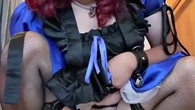 Sissy Maid Candy Fucks Some of Her Dildos While Locked in Chastity