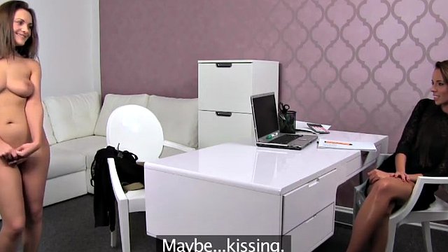 Beautiful girl and lesbian agent eat pussy tenderly