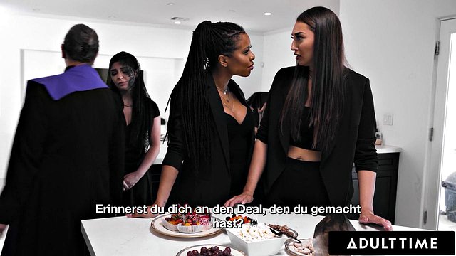Bella Rolland Surrenders to Kira Noir's Free Use During Wild Public Nudity Party with Big Tits Brunette Action