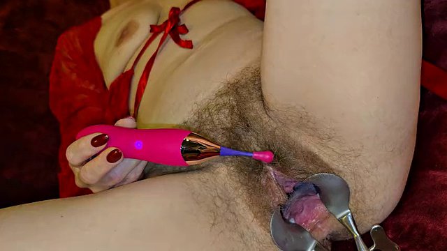 He put a speculum in my pussy, which completely opened it, showing my cervix. So I take a vibrator and start masturbating