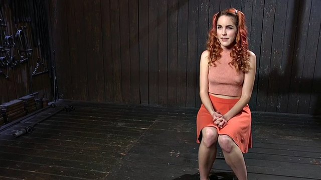 Submissive redhead feet whipped and toyed till orgasm master