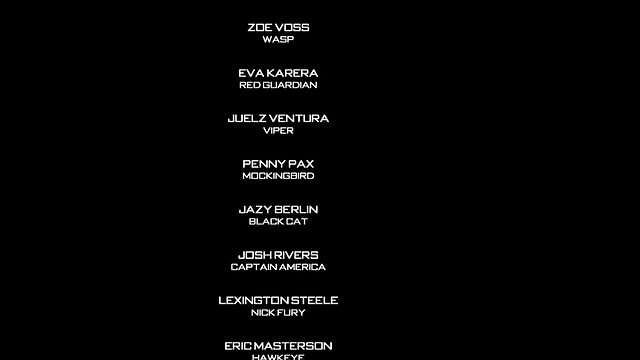 End credits of a hardcore porn parody