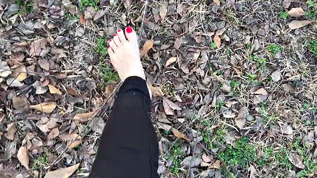 Sexy Feet Woman Barefoot Outdoors Walking Dirty Soles Red Nails Foot Fetish No Talking