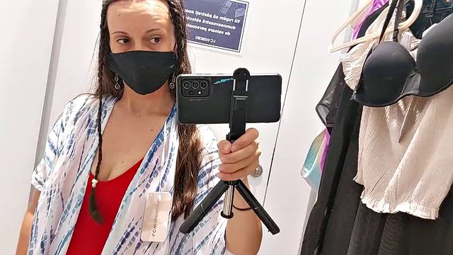 Hot brunette fitting room hairy pussy, big ass, big nipples. Sexy mom undresses to try on clothes hairy pussy, big ass