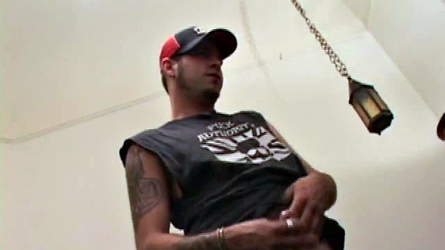 Pierced punk Elijah Mageddon drops his pants and gets to work on his dick. After stroking his hard dick in the porn video, he pumps his warm load of cum onto the skateboard.