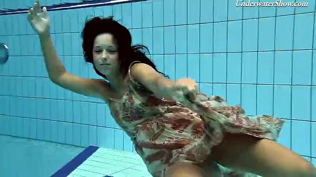 Hot brunette with big tits Krasula Fedorchuk swimming