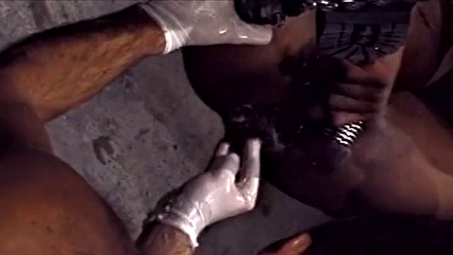 Black gay gets his ass stretched with huge dildo