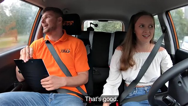 Amateur driving learning cocksucking instructor