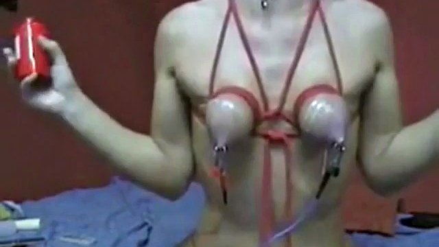 Self bondage breast play
