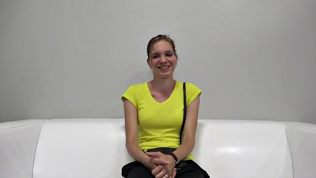 Thin teen brunette wrecked on her first casting
