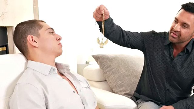 Hypnotized oiled up twink fucked by home doctor after session
