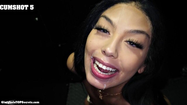 Bianca Bangs Swallows 10 Gloryhole Cumshots from Big Cocks
