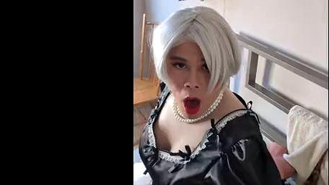 Sissy Maid Rides Her Sex Doll and Gets Chained Onto It