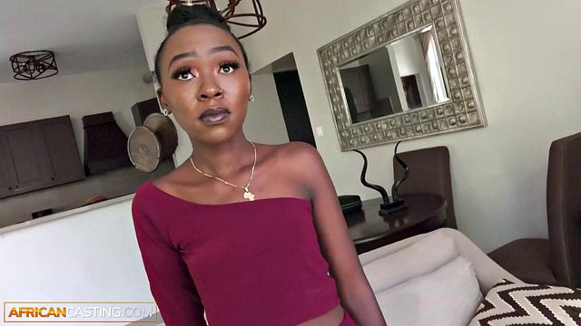 Small-Tits Ebony Teen Seduced by Casting Agent for Hard Couch Pounding