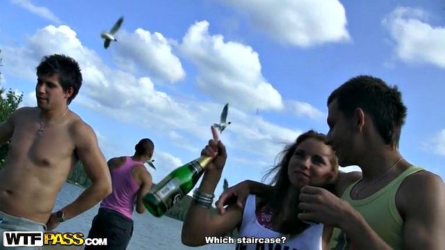 Nasty student sex friends openly fuck outdoors