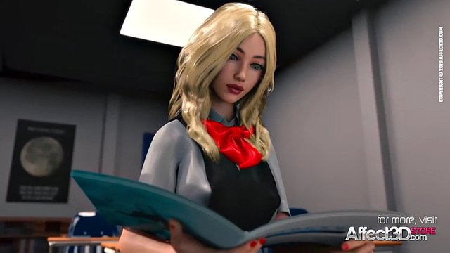 3Dアニメーションで彼女の金髪の学生に犯された巨乳ふたなり先生アナル
