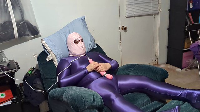 AMORESY shiny bodysuit, diaper and vibrator for breath play