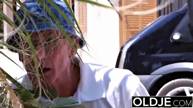 Old Man Catches Young Girlfriend Sucking His Cock Then Double Penetrates Her