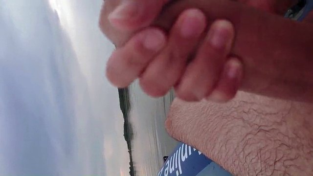 My wife jerks off my dick with a happy ending in the inflatable boat on the lake