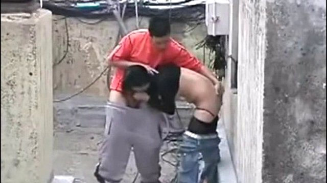 Spying on my girlfriend fucking with her best friend on the terrace