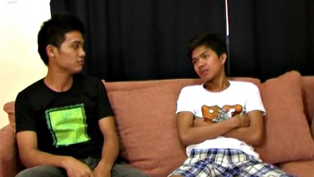 Cute 19 year old gay Asian Benjamin looked at Chris' giant cock and got a little scared. But then he looked back at me and said he could take it.