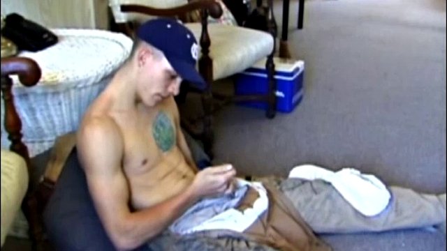 Taking a break from work in the yard, Shane strips naked and starts jerking off his cock. Operating the TV remote and his cock at the same time, Shane gets closer to the big finale.