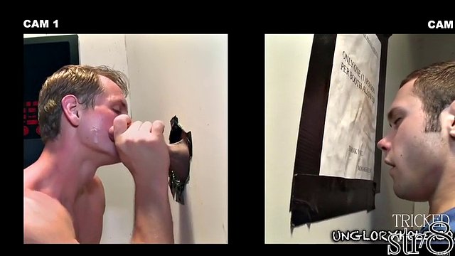 Fooled straight gets secret gloryhole gay BJ after casting