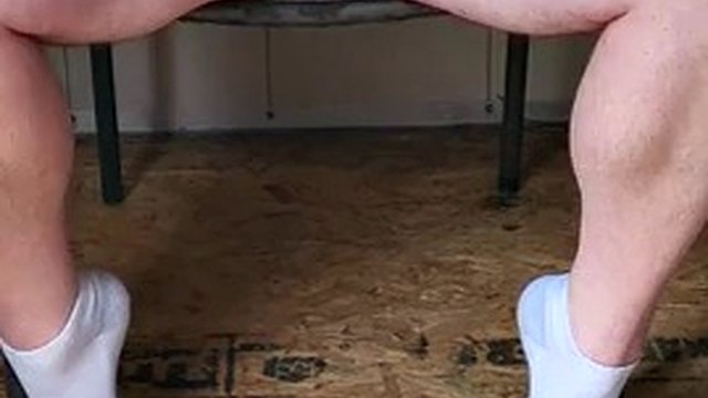 Daddy solo session with hairy bear in the barn