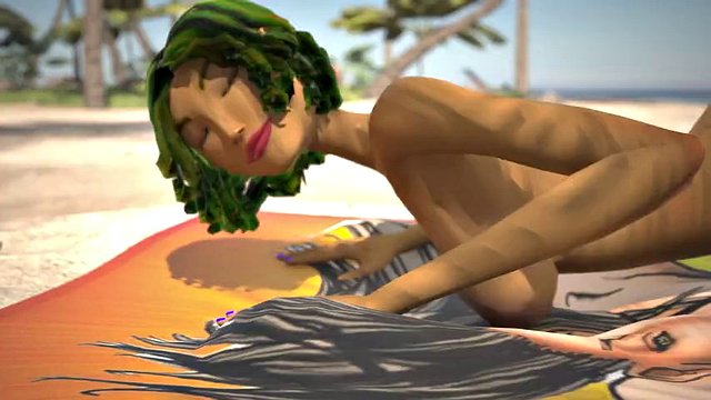 3DGSPOT - Oily Babe Gets Her Pussy Pounded At The Beach! 3D ANIMATION!