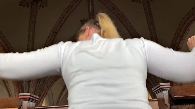 Acolyte fucks a horny blonde milf in the church! He Receives the blessed sperm!