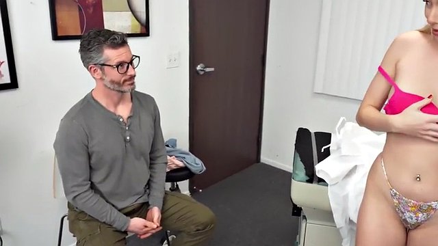Doctor fucks cheating wife from behind in front of husband