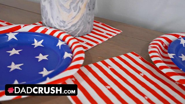 Gia Ohmy Teases Stepdaddy Juan Largo with Seductive Striptease on Independence Day