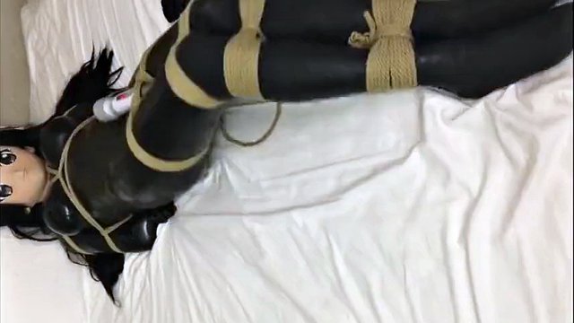 latex kigurumi bondage vibrating